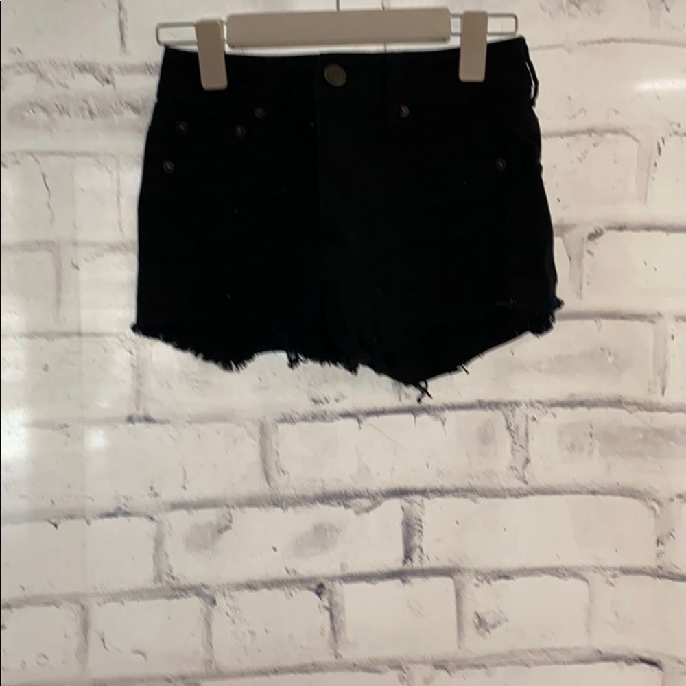 Blacked ripped jean shorts
